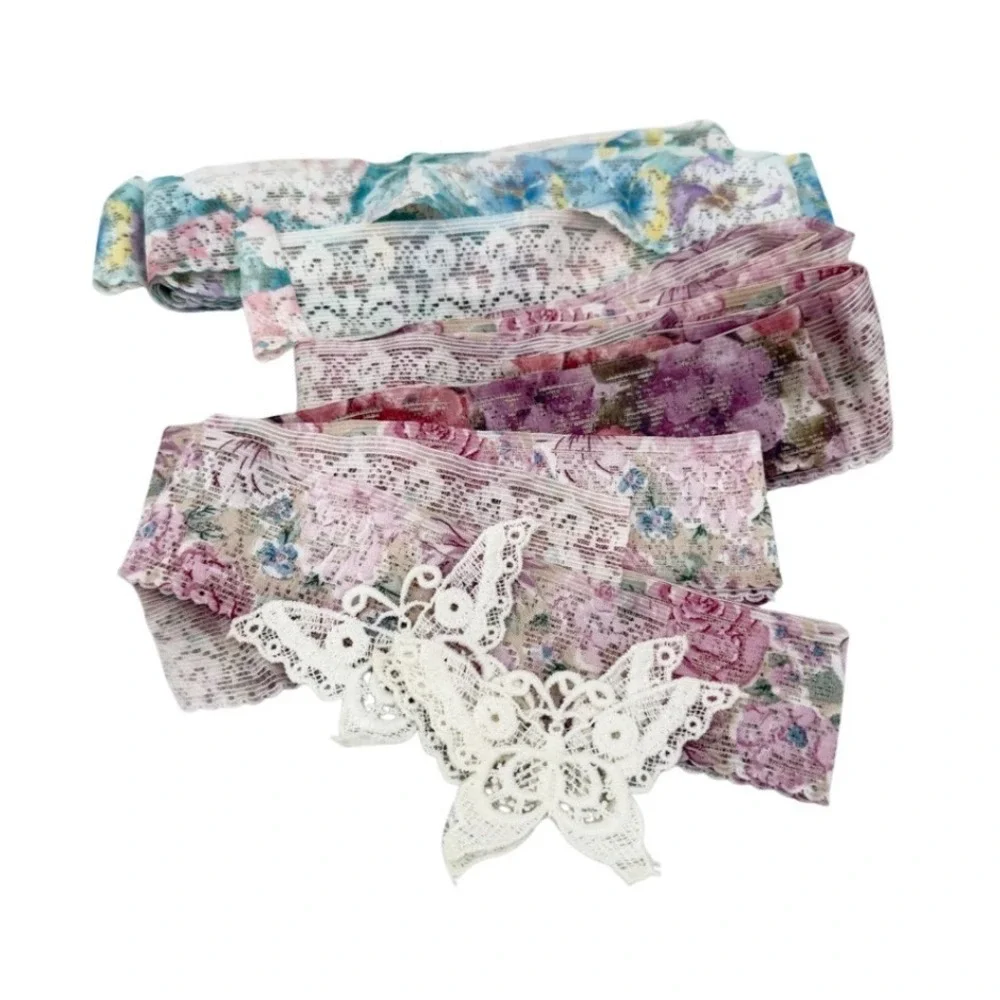 Lace Trim Floral & Butterflies Shabby Chic Sewing Craft Supplies Loose LOT